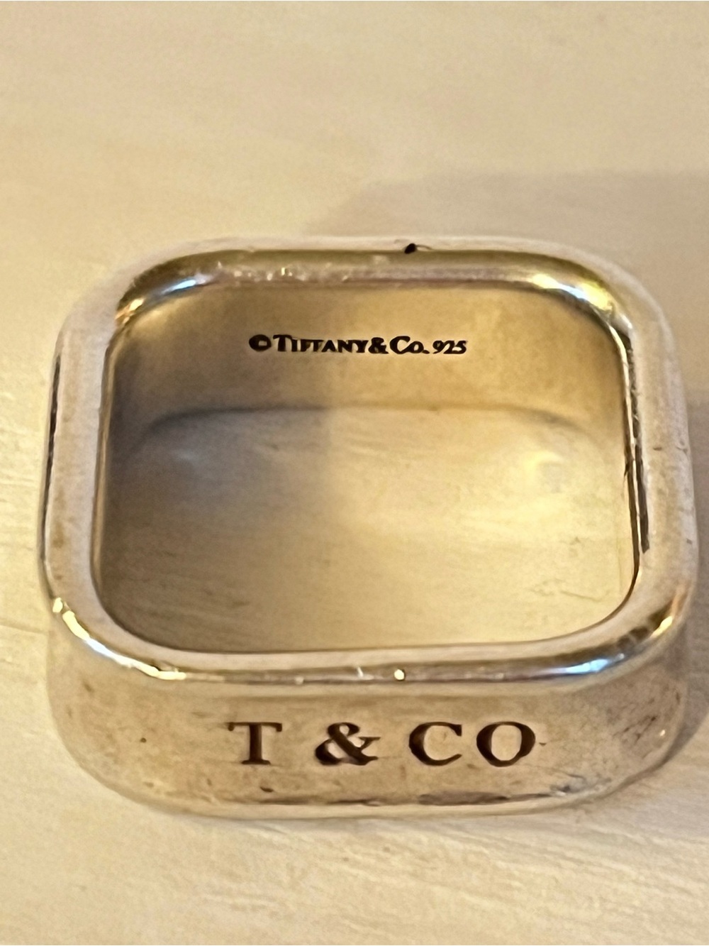 Tiffany & Co. 1837 Square Wide Band Ring .925 SS Size 8 Retired Unisex - Picture 10 of 12